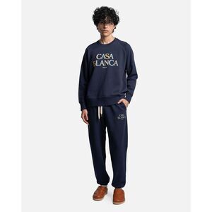 Casablanca Navy Blue Logo Embroidered Stack Sweatpants Unisex Size Small